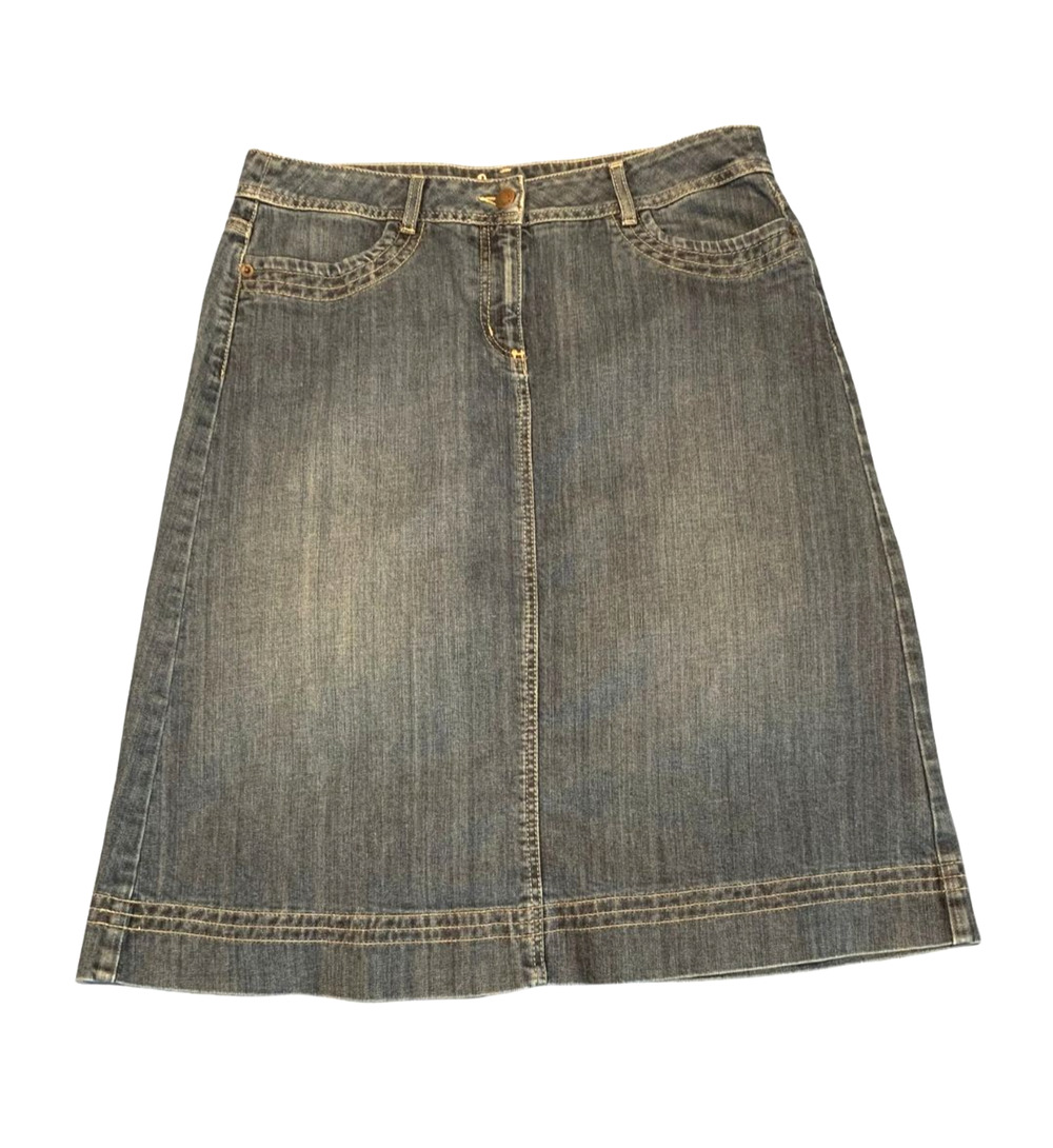 Boden Womens Retro Preppy Denim Skirt Size 10L US Blue Faded Fall Casual Knee
